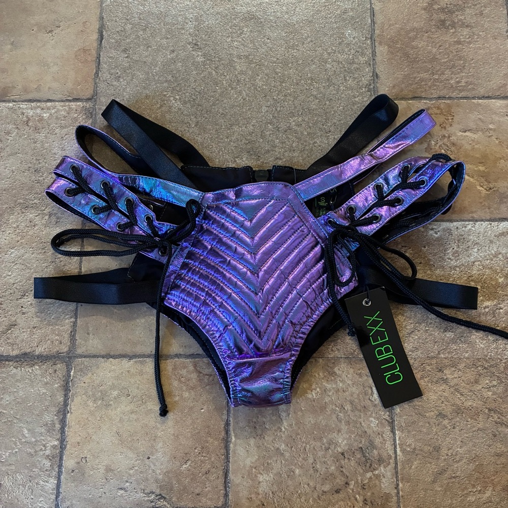 Dolls Kill Club Exx Rude Awakening Lace-up Shorts Purple